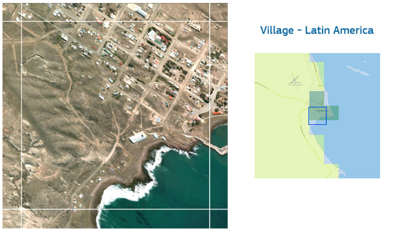 Image shows a village in South America classified as Rural Cluster. Credit CC-BY-SA OpenStreetMap.